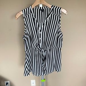 Torrid Black & White Tie Front Top